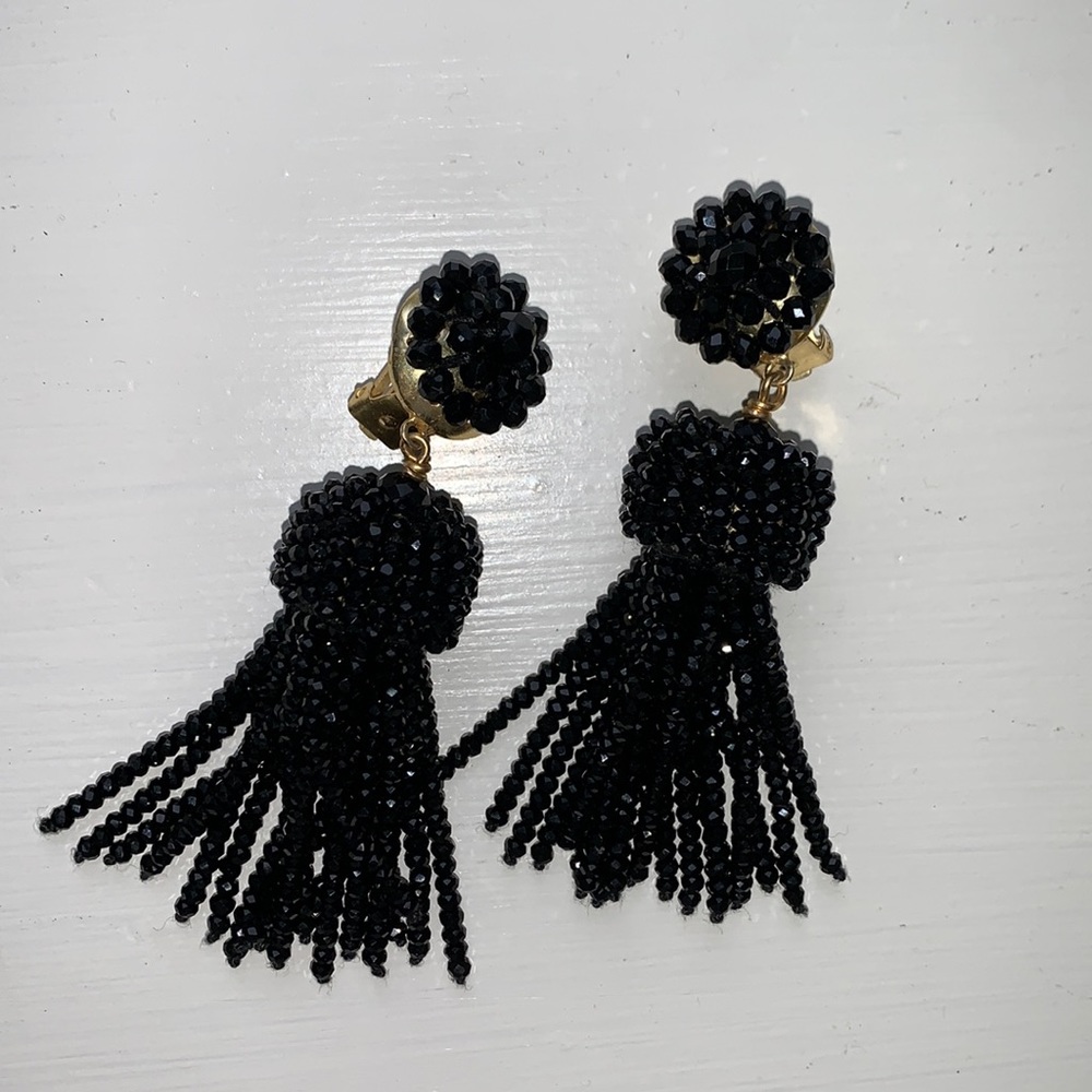 Lisi Lerch Black Tassel clip on earrings
